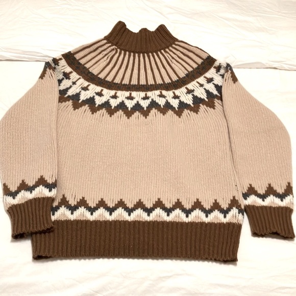 Claudia Schiffer + Frame Merino Wool Fair Isle Turtleneck Sweater NWT - Picture 8 of 15